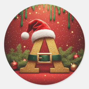 Adesivo Monograma de Papai Noel A Para Presentes de Natal