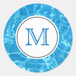 Adesivo Monograma de Piscina de Natação Azul Espelhada