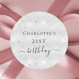 Adesivo Monograma de pó de prata de aniversário