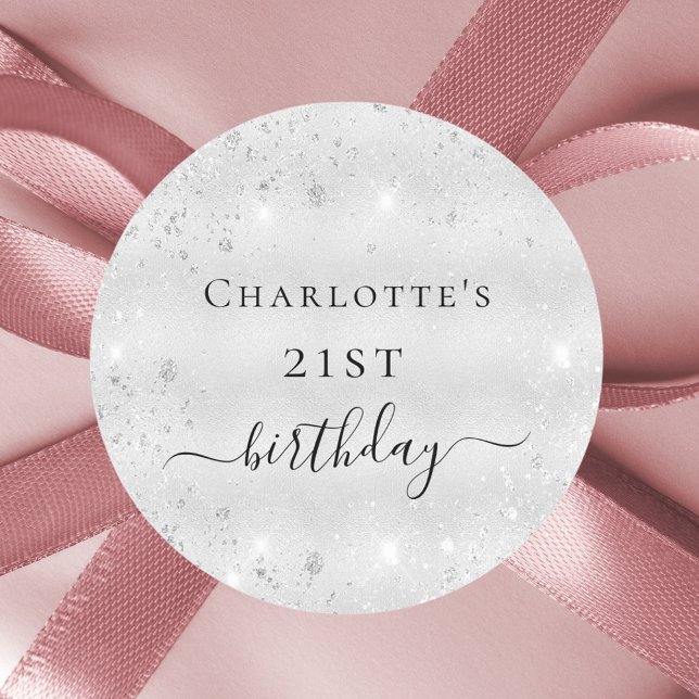 Adesivo Monograma de pó de prata de aniversário (Criador carregado)