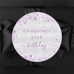 Adesivo Monograma de poeira roxa prateada de aniversário