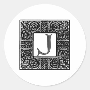 Adesivo Monograma de prata do céltico "J"