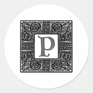 Adesivo Monograma de prata do céltico "P"