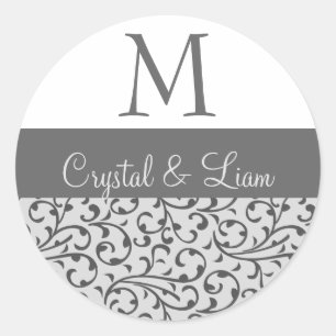 Adesivo Monograma DE PRATA e CINZENTO do casamento tema