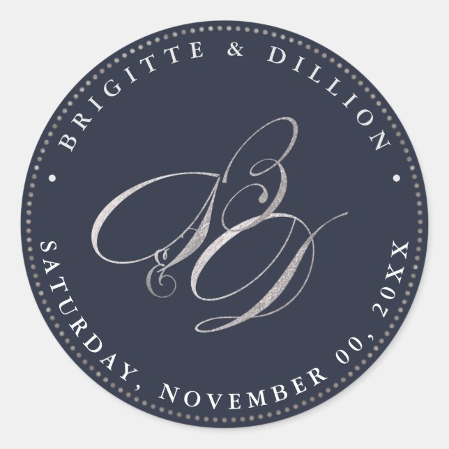 Adesivo Monograma de prata PixDezine Faux (A-Z) (Frente)