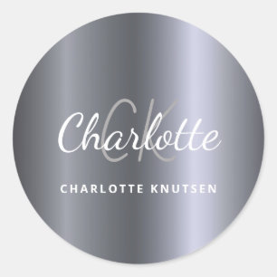 Adesivo Monograma de prata - script metálico minimalista