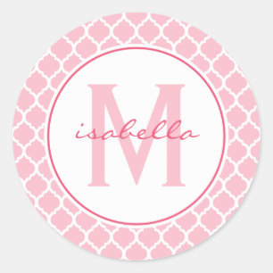 Adesivo Monograma de Quatrefoil Rosa