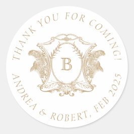 Adesivo Monograma de repouso Dourado e branco elegante