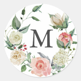 Adesivo Monograma de Rosa de Aquarela