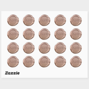 Adesivo monograma de Rosa dourado com selo de cera,