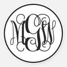 Monograma de roteiro de videira preto branco, DIY