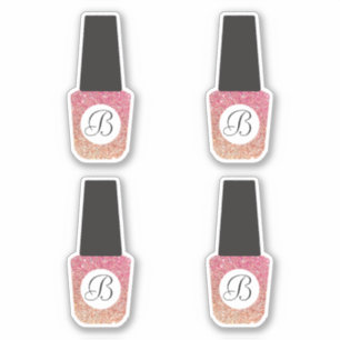 Adesivo Monograma de Salão de Nail em Bronze Glitter Nail 