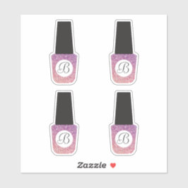Adesivo Monograma de Salão de Nail em Púrpura Glitter Nail