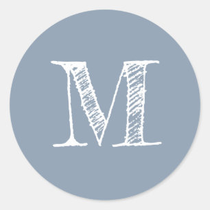 Adesivo Monograma de Script Moderno Azul Derrante Inicial
