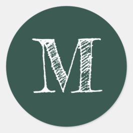 Adesivo Monograma de Script Moderno Verde Escuro Inicial