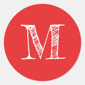 Adesivo Monograma de Script Moderno Vermelho Brilho Inicia