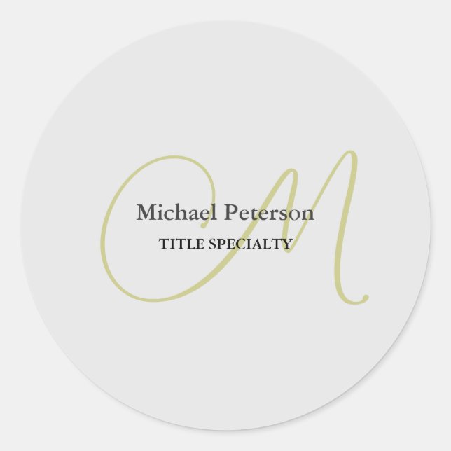 Adesivo Monograma de Script Sofisticado Moderno Inicial (Frente)