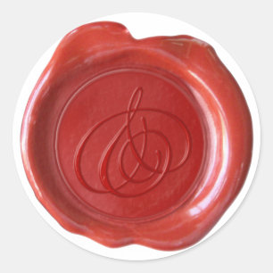 Adesivo Monograma de Selo de Cera - Vermelho - Script & -