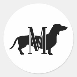 Adesivo Monograma de Silhueta de Dachshund Personalizado