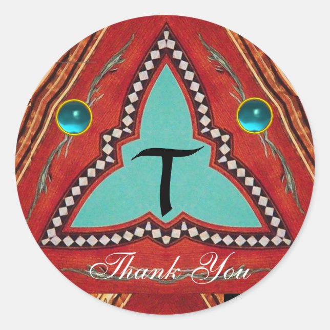 ADESIVO MONOGRAMA DE TRIÂNGULO GEOMÉTRICO DE ABSTRATO AZUL (Frente)