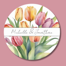 Monograma de Tulipas de Aquarela