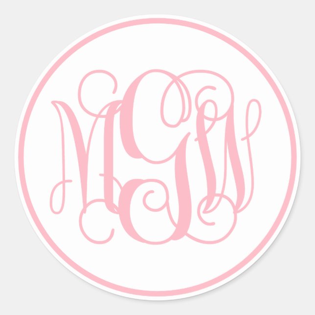 Adesivo Monograma de Vinha Rosa Branco em Script, BG DIY (Frente)