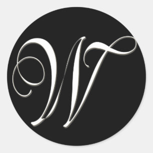 Adesivo Monograma de W - preto e branco elegante