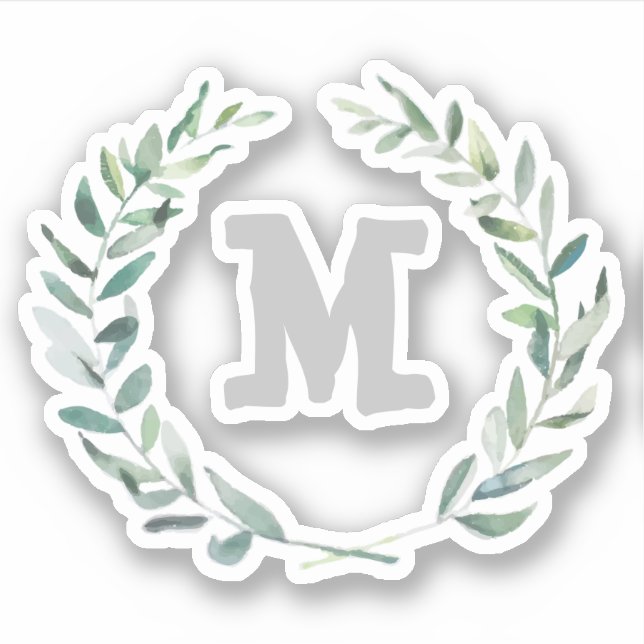 Adesivo Monograma de wreath Floral personalizado (Frente)
