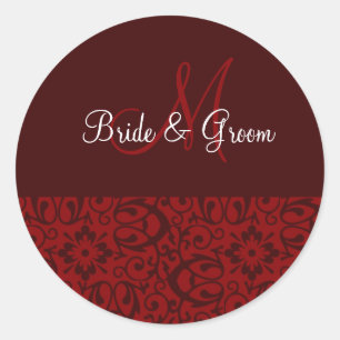 Adesivo Monograma do casamento na obscuridade - vermelho