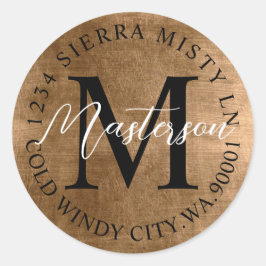 Adesivo Monograma do endereço de retorno elegante dos tons