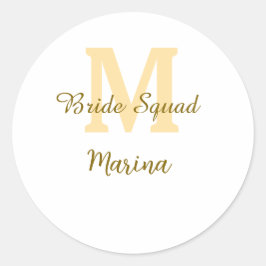 Adesivo Monograma do grupo da noiva dourado simples para c