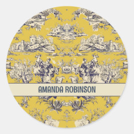 Adesivo Monograma do lago floral de cor amarela do jouy