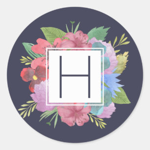 Adesivo Monograma do Marinho de flor selvagem