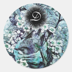 Adesivo Monograma do NEST do PÁSSARO, azul branco