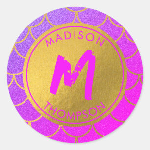 Adesivo Monograma do Padrão Líptico Rosa Dourado Escala de