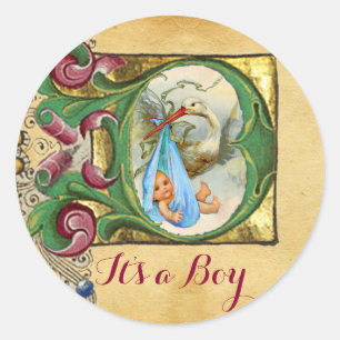 ADESIVO MONOGRAMA DO PARCHMENT FLORAL DO CHÁ DE FRALDAS DO