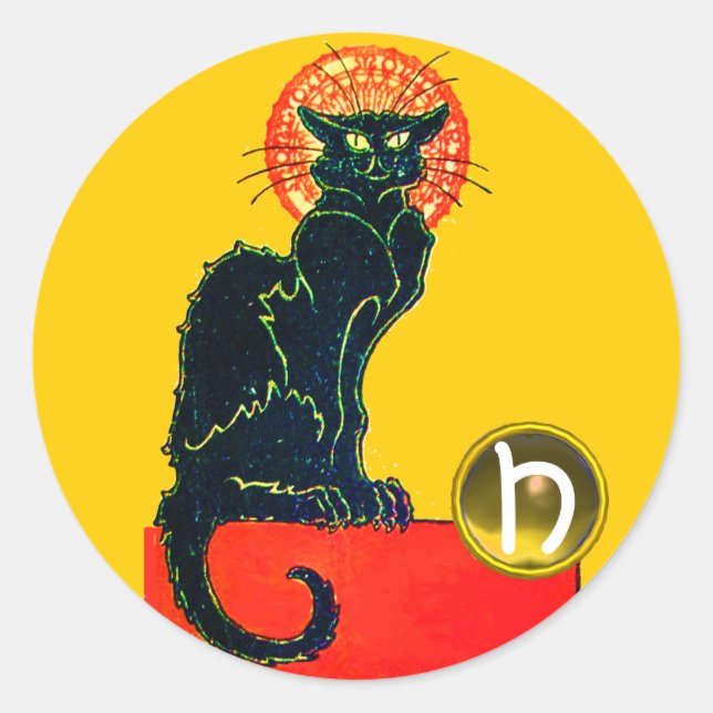 ADESIVO MONOGRAMA DO PARTIDO BLACK CAT HALLOWEEN (Frente)