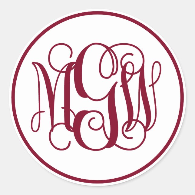 Adesivo Monograma do Script da Vinha Branca, DIY BG (Frente)