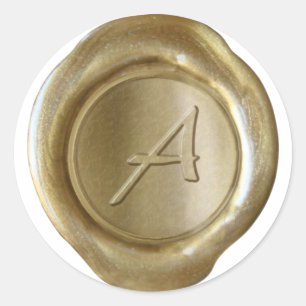 Adesivo Monograma do selo da cera - ouro - A artístico -