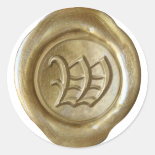Adesivo Monograma do selo da cera - ouro - inglês velho -