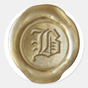 Adesivo Monograma do selo da cera - ouro - inglês velho -