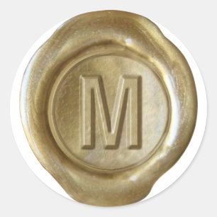 Adesivo Monograma do selo da cera - ouro - M corajoso -