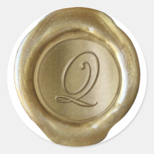 Adesivo Monograma do selo da cera - ouro - roteiro Q -