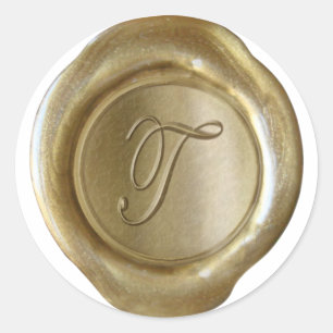 Adesivo Monograma do selo da cera - ouro - roteiro T -