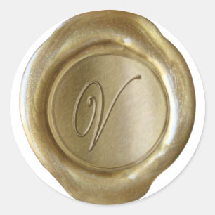 Adesivo Monograma do selo da cera - ouro - roteiro V -