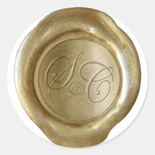 Adesivo Monograma do selo da cera - ouro - S&C - costume