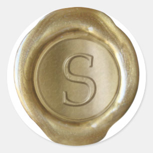 Adesivo Monograma do selo da cera - ouro - Serif S -