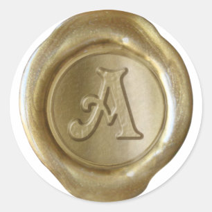 Adesivo Monograma do selo da cera - ouro - Victorian A -