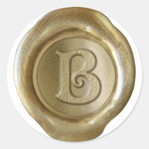 Adesivo Monograma do selo da cera - ouro - Victorian B -