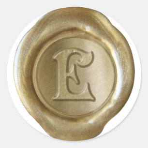 Adesivo Monograma do selo da cera - ouro - Victorian E -